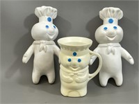 Lot of 3 Pillsbury Dough Boy Figures/ Cup