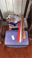 Lot of Sewing Buttons, Yard Sticks and Lunchbox