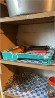 Shelf of paint tray, toaster and metal trays