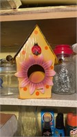 Bird house, rubbing alcohol and glass jars