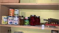Shelf Lot of Assorted Canned Foods, Display