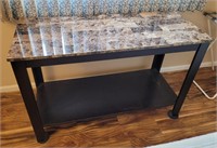 Sofa table. Faux granite top. 29×44×18