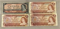Canadian $2 bank notes.