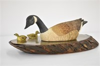 CARVED WOOD DUCK  - 7.75" WIDE X 15" LONG X 5" H