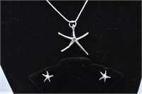 925 STERLING STARFISH NECKLACE & EARRINGS