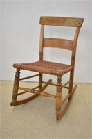 PRIMITIVE ROCKING CHAIR WITH RUSH SEAT