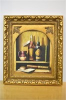 STILL LIFE OILETTE BY Z. SITA - LARGE GILTED FRAME