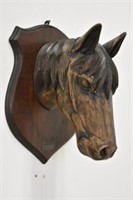 LARGE WOOD MOUNTED HORSE HEAD - PT LEGERE MONTREAL