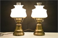PAIR OF BRASS LAMPS  - 16" TALL