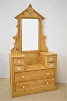PINE DRESSER WITH MIRROR - 6 DRAWERS