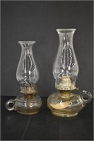 2 OIL LAMPS - TALLEST IS 12.5" H X 6.5" WIDE