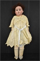 BISQUE DOLL WITH KID BODY - GERMAN 12" TALL
