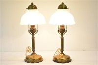 PAIR OF EARLY BRASS LAMPS