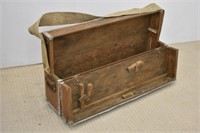 ANTIQUE WOOD TOOL TOTE WITH CARRY STRAP