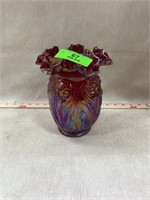 Fenton Ruby Reb Carnaval Glass 8" Vase