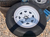 QTY 4 - 205/75-15 Trailer Tires on 5 Lug Wheels