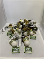 lot of golf ornaments