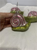 3pc blown glass snail ornaments