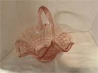 Pink glass basket