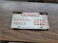 California License Plate for Historical Vehicle