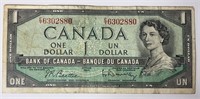 1954 Canada $1 Bill