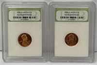 Two 2005-S Lincoln 1Cent Dcam Gem Proof Coins