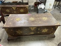 VERY NICE WOOD CHEST / TRUNK W METAL APPLIQUE