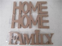 (3) Multicraft Paintable Pulp Wood Signs, 2 Home &