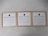 (3) Apple Cider Wall Art Sign