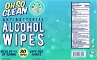 (2) OhSo Antibacterial Alcohol Wipes 80 Wipes