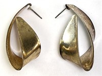 Vintage Large Sterling Hoop Earrings 8 Grams