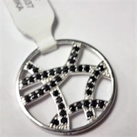 $74.95 Silver Black Onyx And Diamond Pendant