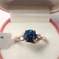 $6245 10K  Blue Diamond Treated (1.1ct) Diamond(0.
