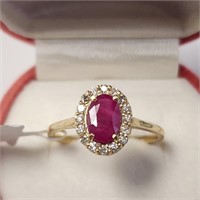 $2115 10K  Ruby(1ct) Diamond(0.15ct) Ring