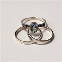 $200 Silver Blue Topaz And Marcasite Set