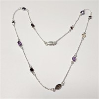 $300 Silver Genuine Gems 18" Necklace