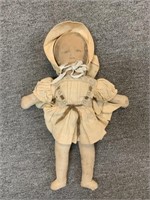 VTG 1950's Photograph Face Doll, Oil Cloth Body