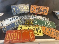 12 Vintage Florida License Plates