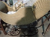 VINTAGE WICKER BABY CARRIAGE