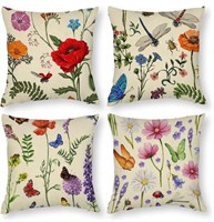 Floral Decorative Throw Pillow Covers Set of 4
