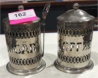 2 Metal Vintage Coffee & Sugar Containers w/ 1