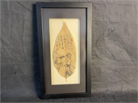 Chinese Original Leaf Veins Painting of Young Girl