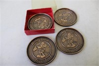 Set of 4 Vintage Mickey Mouse Copper Coasters