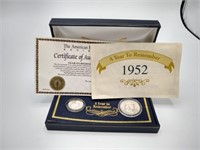 1952 silver US coin set  Ben Franklin Half