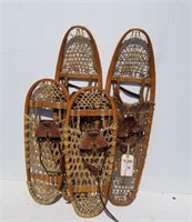 2 SETS OF RAWHIDE AND LEATHER SNOWSHOES