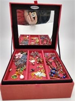 Jewelry box & contents bracelets & earrings