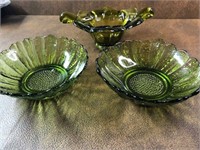 Green depression glass bowls see pics