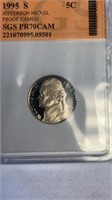 1995 Jefferson nickel proof cameo
