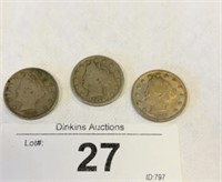 3 - 1912 V Nickels