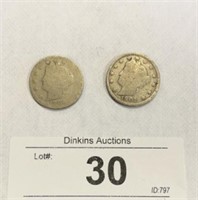 2 V Nickels 1901